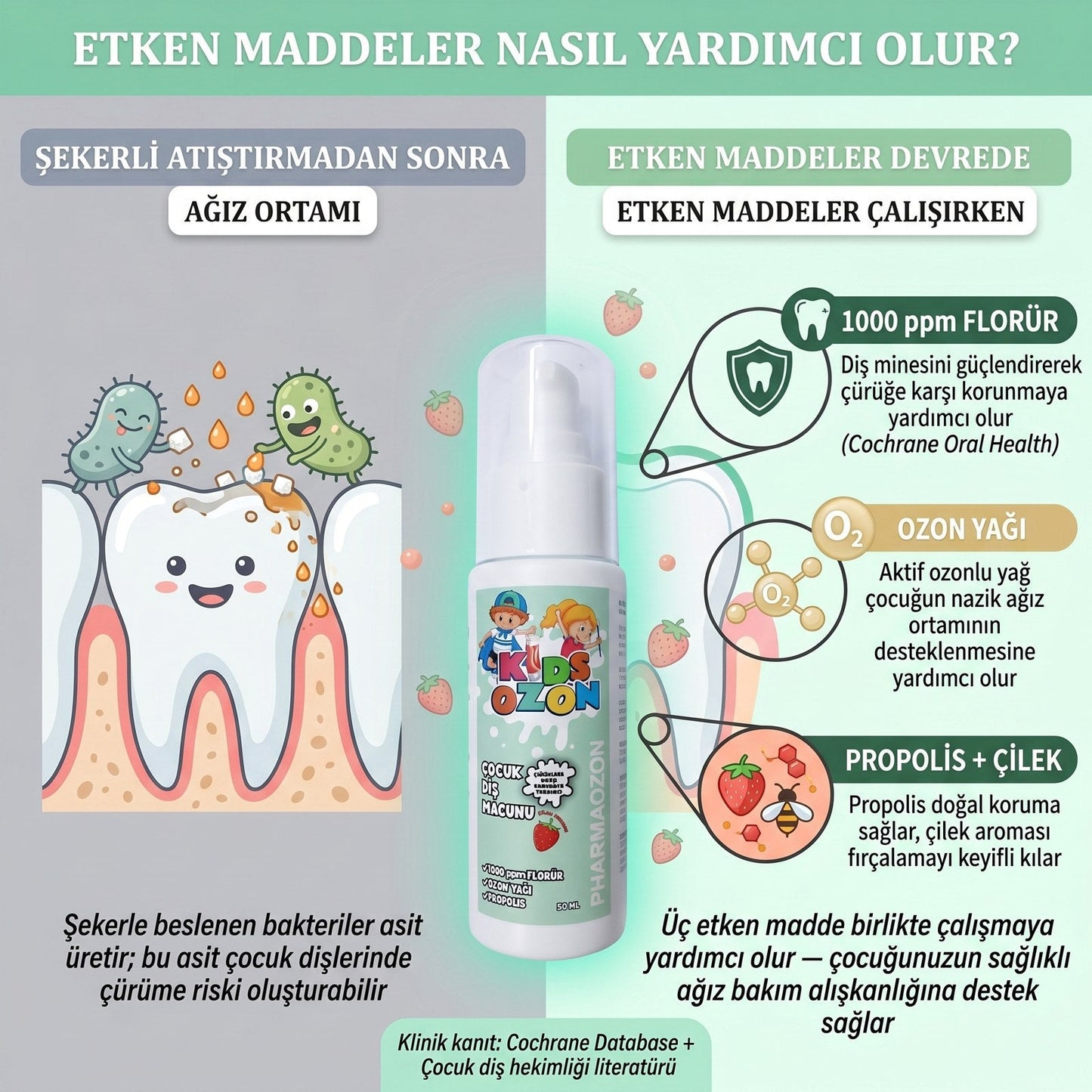 PHARMAOZON KIDSOZON ÇOCUK DİŞ MACUNU 50 ML